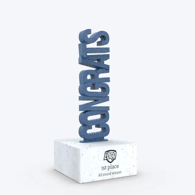 Custom Trophy - Vertical Text Totem - Blue