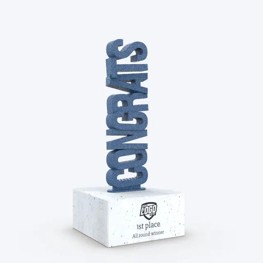 Custom Trophy - Vertical Text Totem - Blue