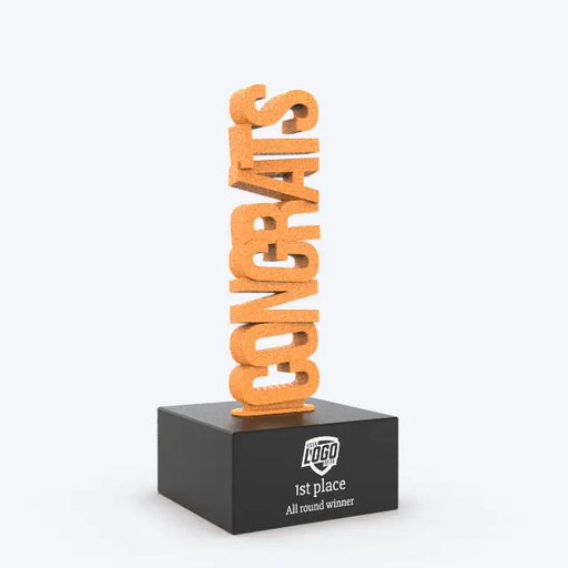 Custom Trophy - Vertical Text Totem - Orange