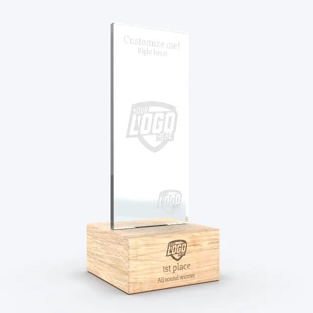 Custom Award - Glass of Fame Slim - oak base