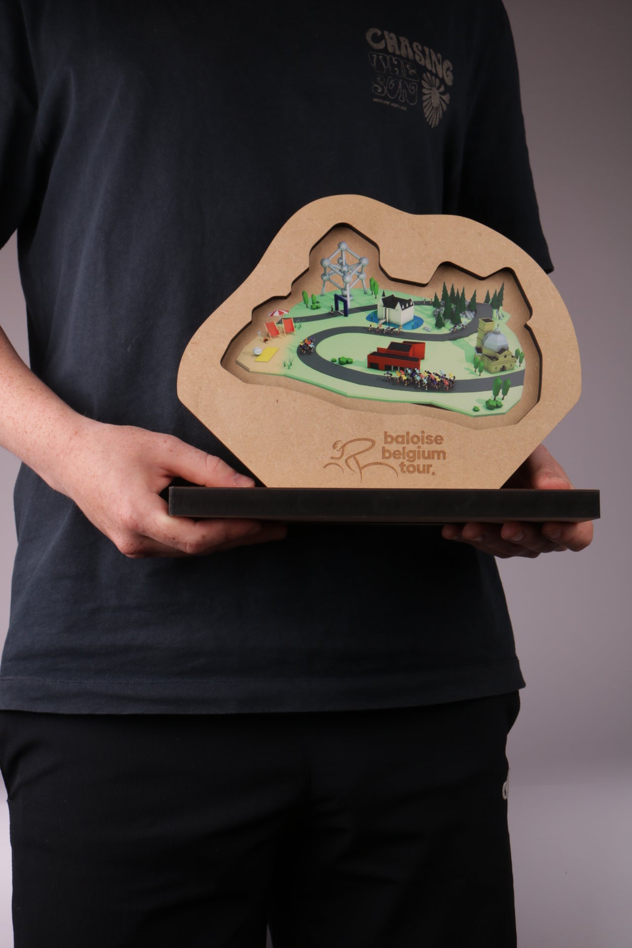 oak shaped figure with a colorful design for the baloise belgium tour