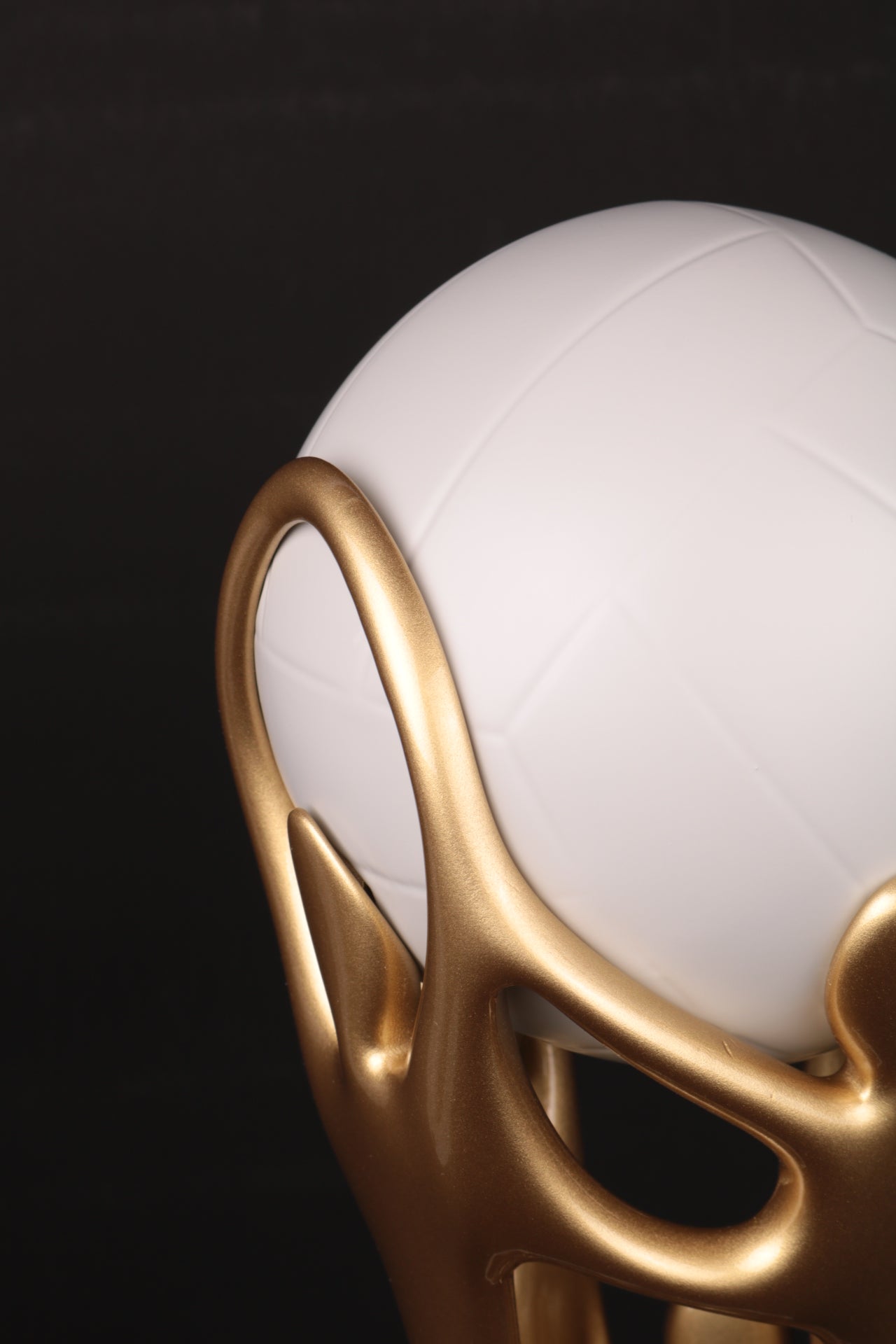 white ball with golden 3dprinted trophy