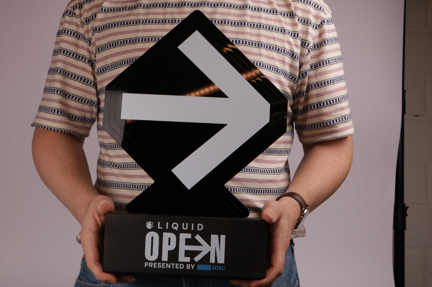 black acrylic custom trophy for liquid tournament
