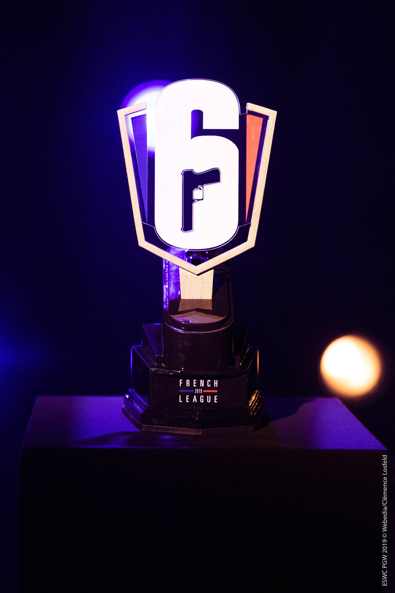 dark base with an acrylic trophy with the french colors