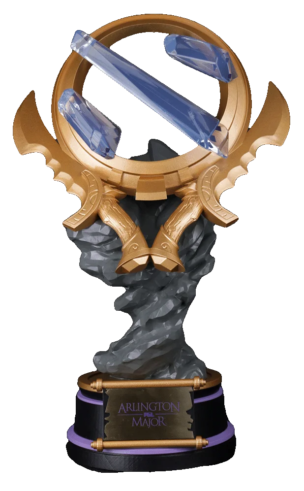 black base with a gold 3d printed trophy