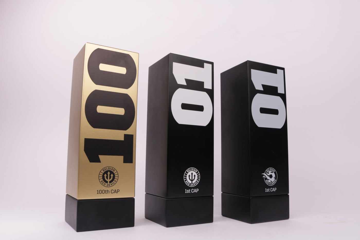 red devils and flames custom trophy black, gold and white. clean design