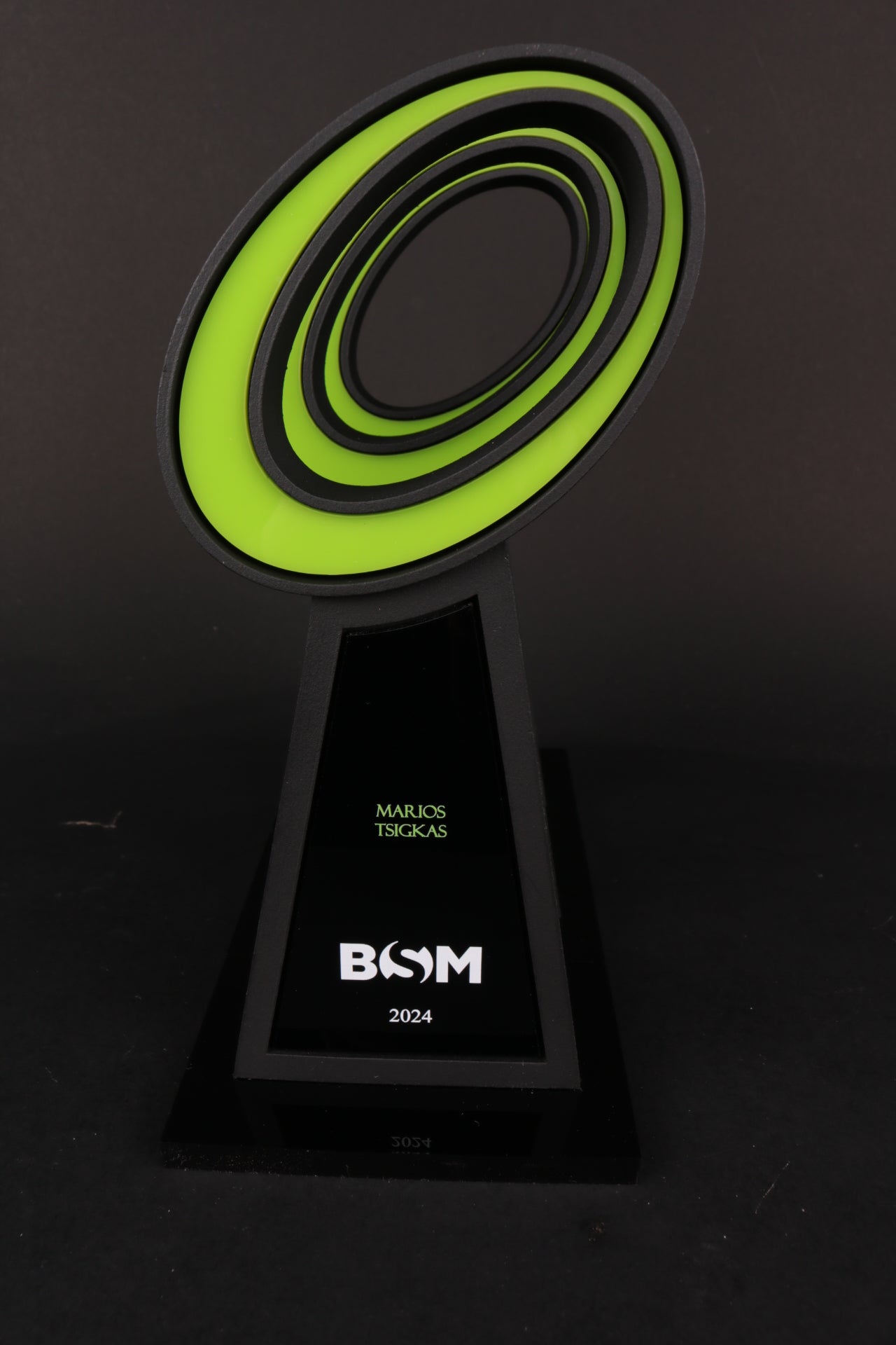 black and green 3d printed trophy for bernhard schulte management