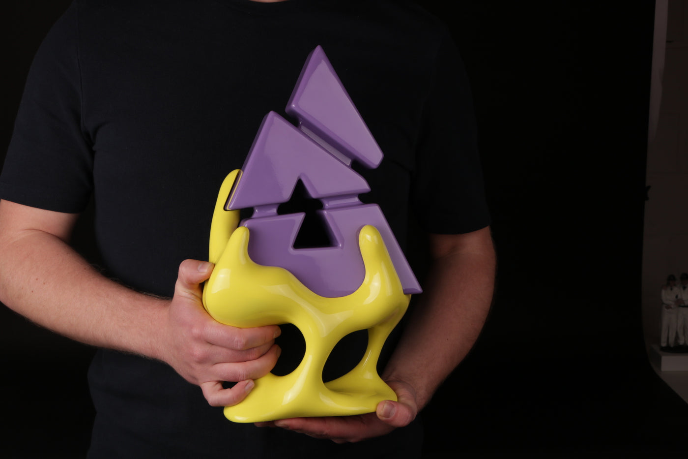 3d printed yellow and purple trophy for blast tv