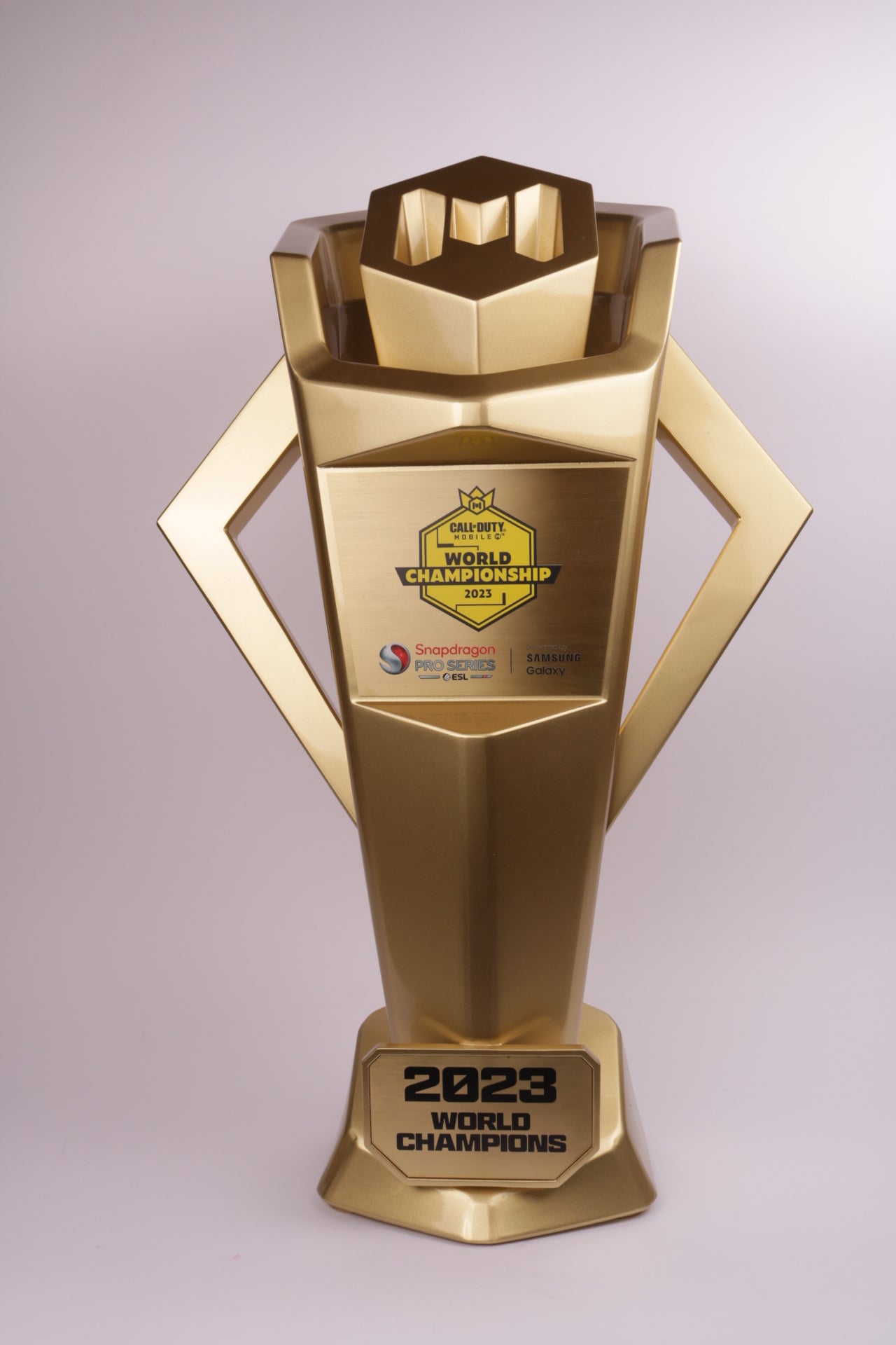 golden brassed trophy for the call of duty world championship