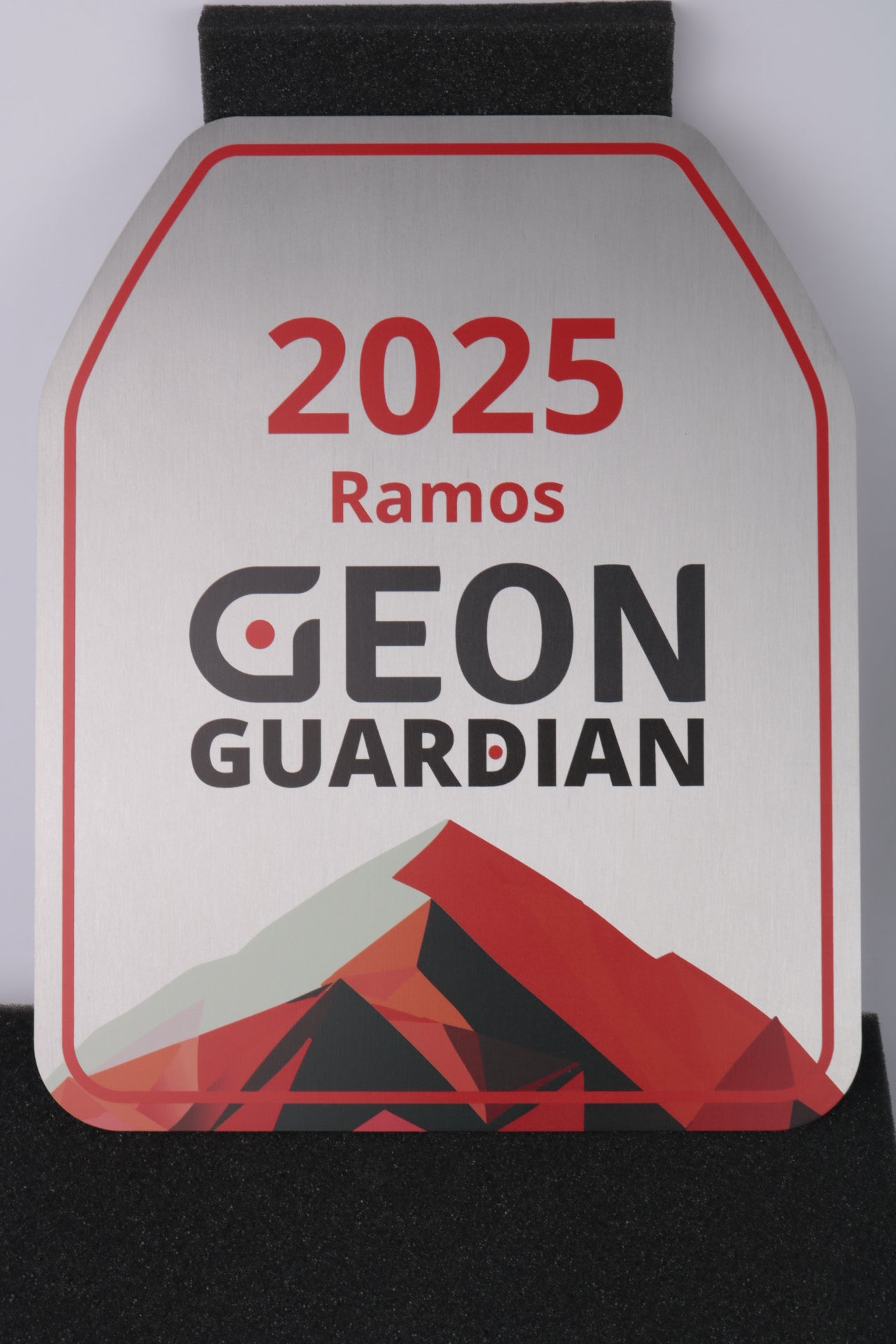 brushed aluminium geon wall plaque with full colour uv print text and graphics