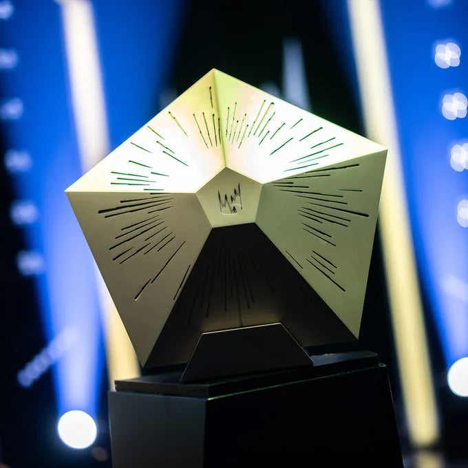 golden trophy with a black stand