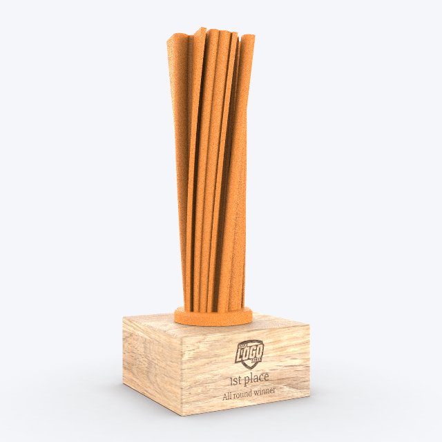 Custom Trophy - Twisty Trophy - Orange Oak