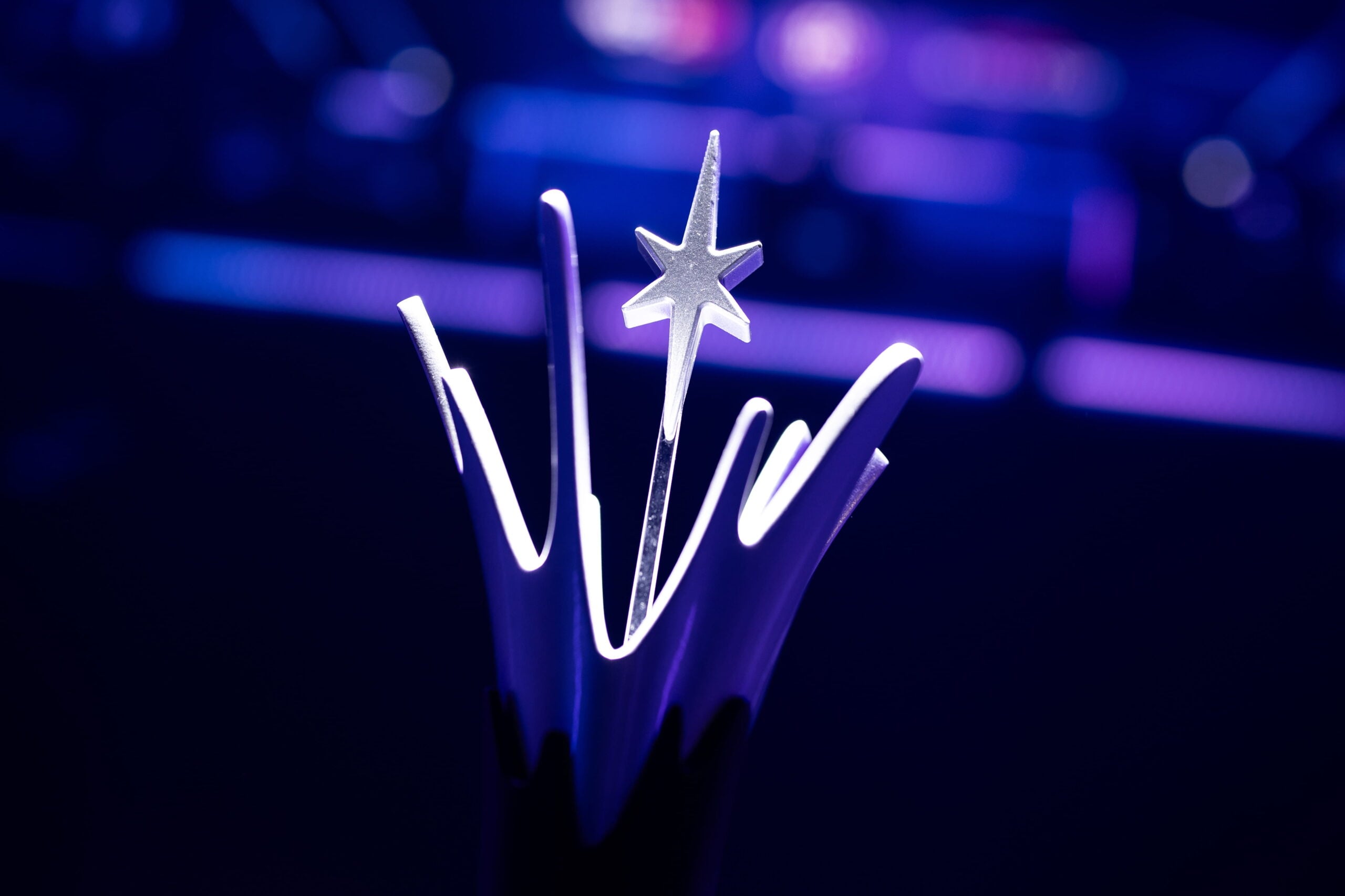 Podium trophy designed for a motorsport event with sponsor branding