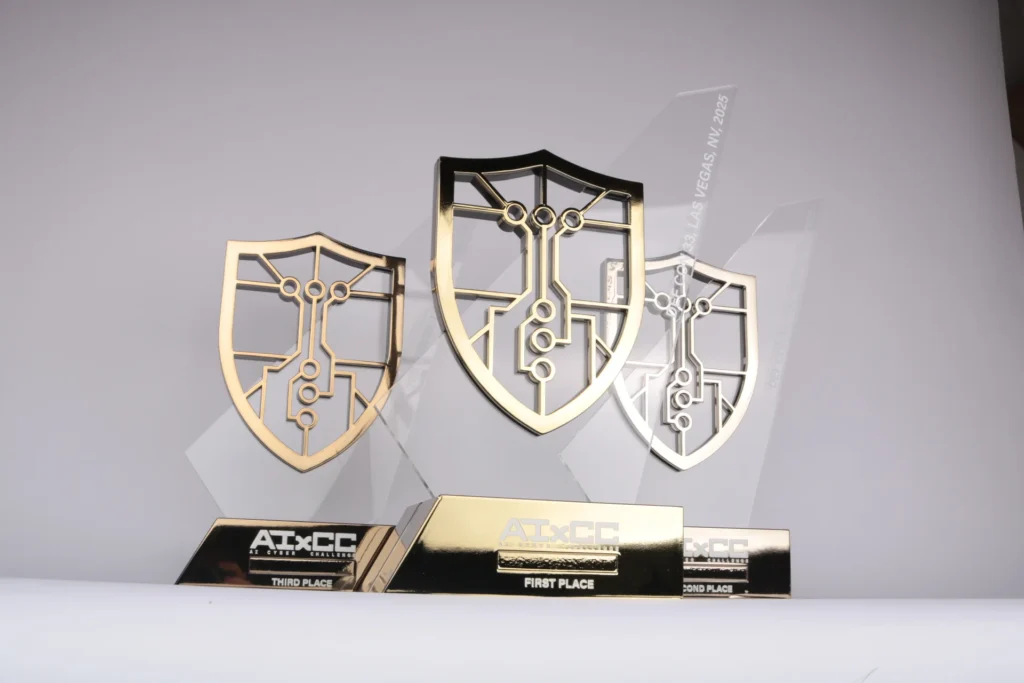 aixcc the difference shield bespoke trophy hackers cyber acrylic glossy metallic paint gold silver bronze 2025