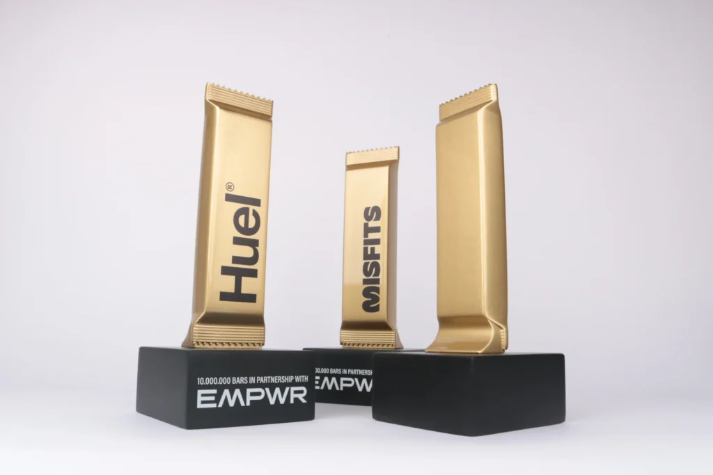 protein bar statues bespoke nutrition corporate award metallic flakes gold paint 3d print neolith trophy 2025