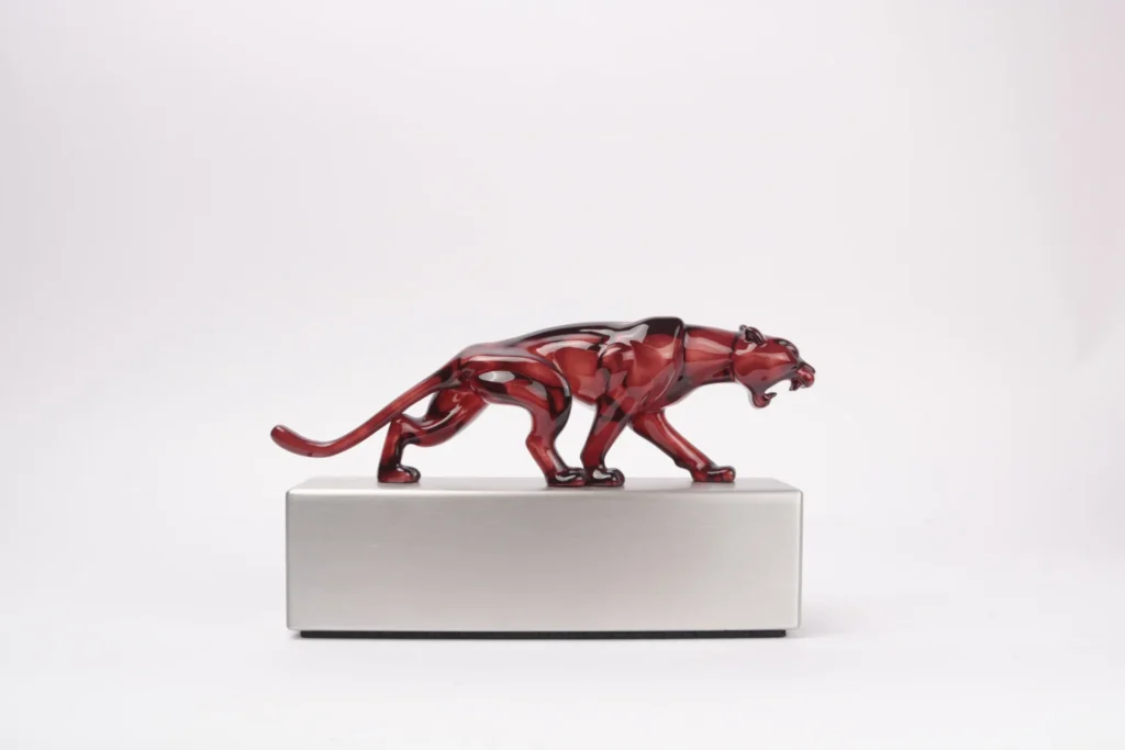 red panther silhouette transparant glossy bespoke aluminium corporate trophy 2025 right