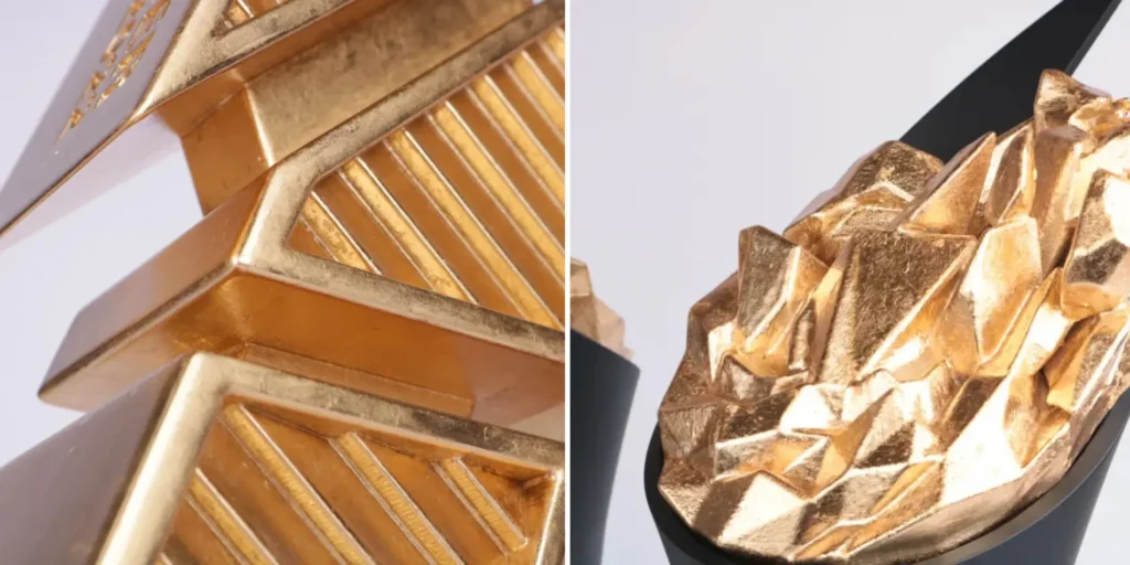 Maßgeschneiderte Auszeichnung, entworfen und hergestellt von Fabit, präsentiert hochwertige Materialien und Veredelung