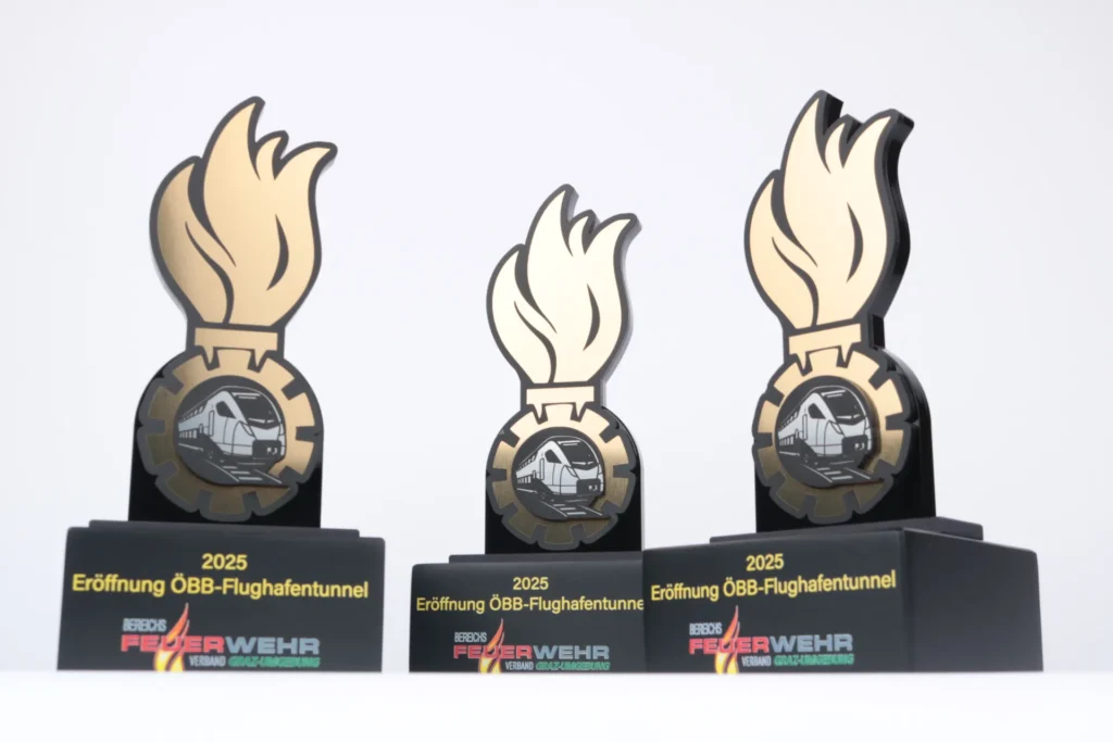 Custom acrylic awards for ÖBB Airport Tunnel opening