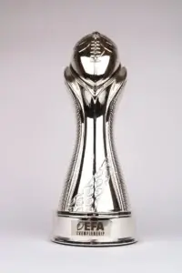 Silver chrome EFA Championship football trophy for EFA Football