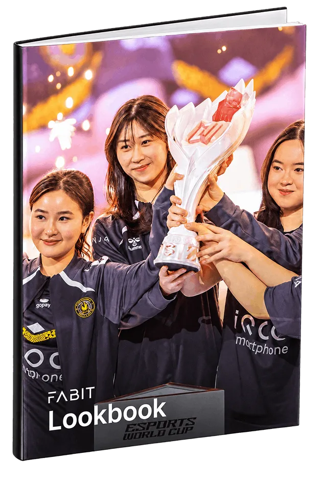 Fabit lookbook cover with a selection of custom 3D printed trophies and awards
