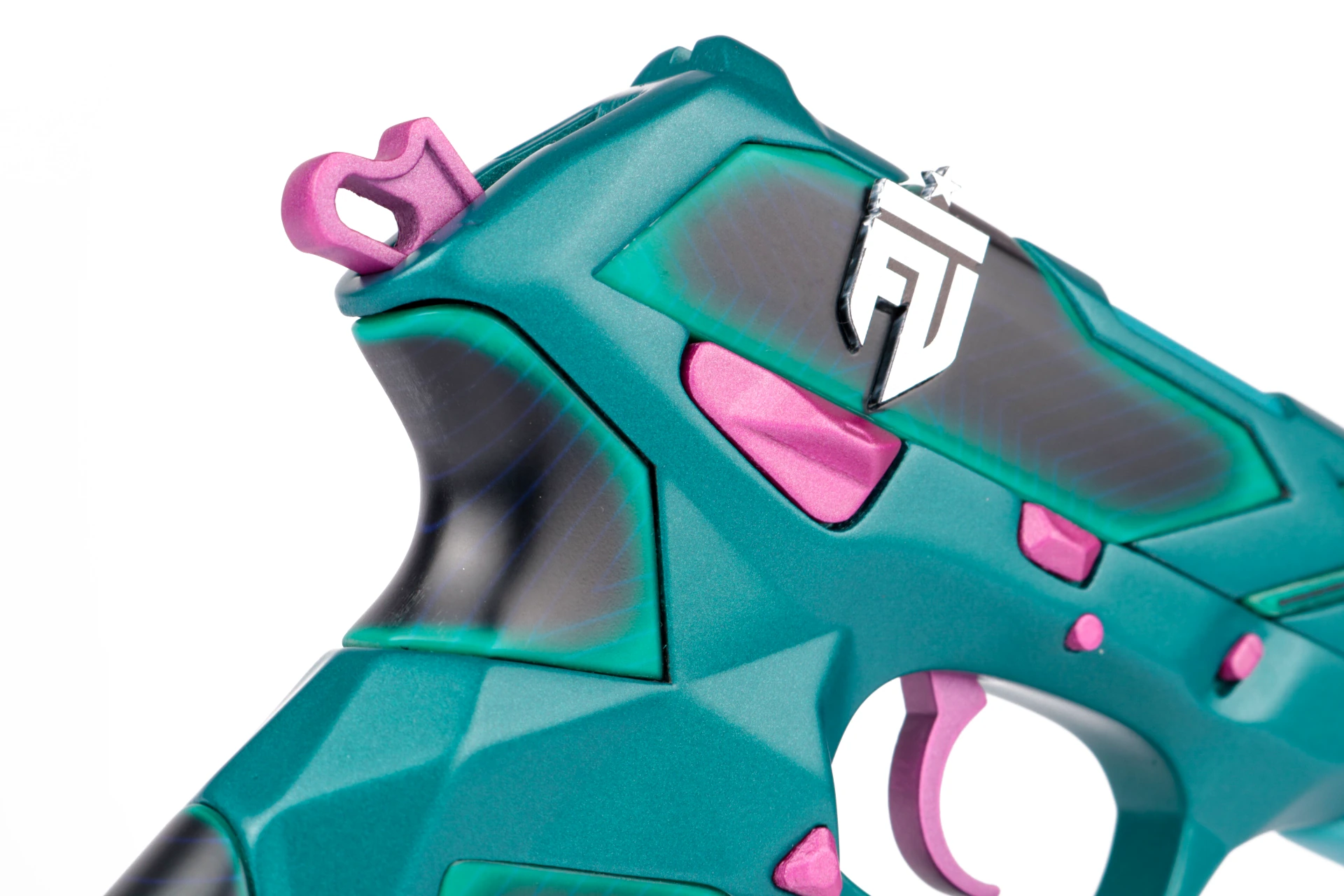 FUT Esports Valorant Classic replica with UV-printed team logo and hand-painted pink accents