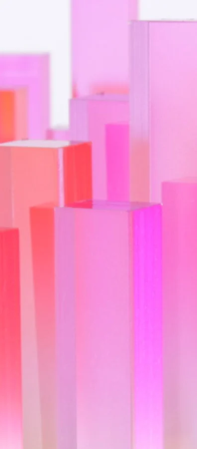 Gradient pink and orange acrylic award blocks, made by Fabit